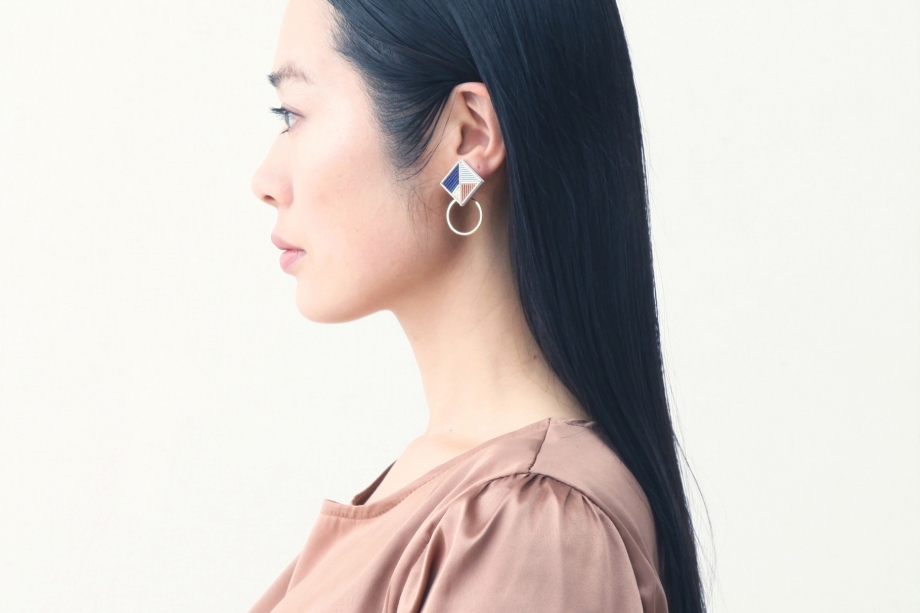 Mizuhiki earrings  ［Square hoop］