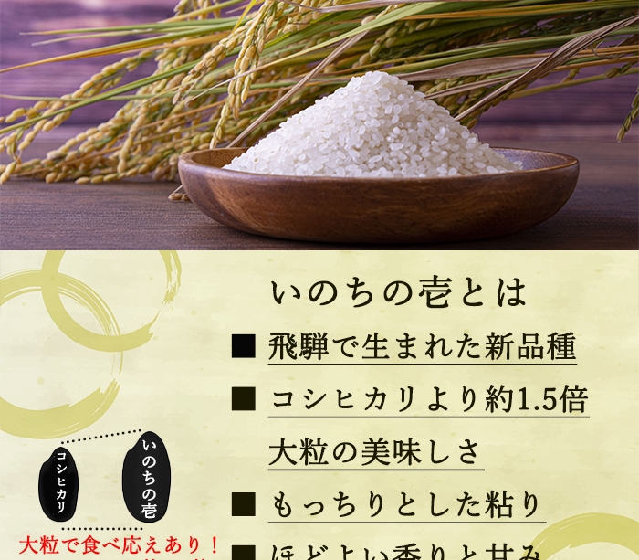 いのちの壱 2kg（無洗米） | 岐阜発祥のコシヒカリの新品種「いのちの