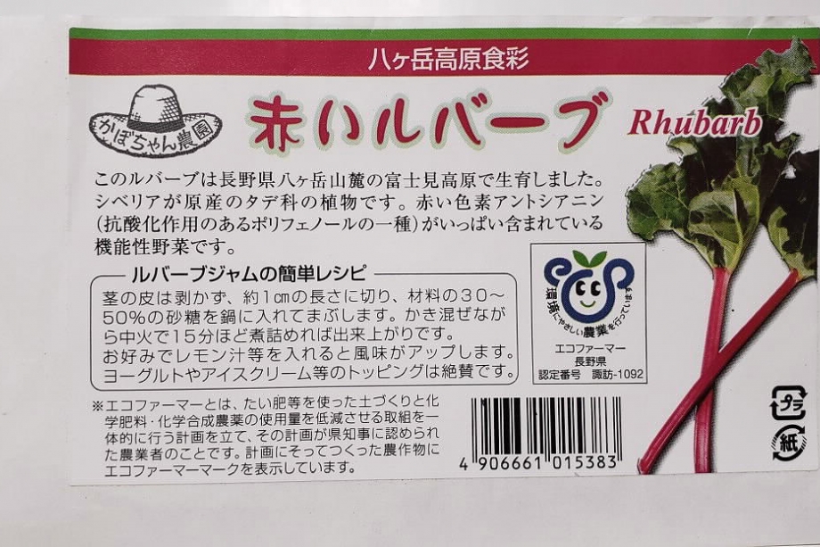 赤ルバーブ 生 300g 栽培されているルバーブの95 は緑 青 であり 赤いルバーブは大変希少種です しあわせ商談サイトnagano